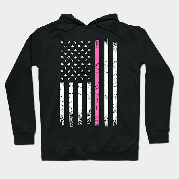 Thin Pink Line Patriotic American Flag Hoodie by jpmariano